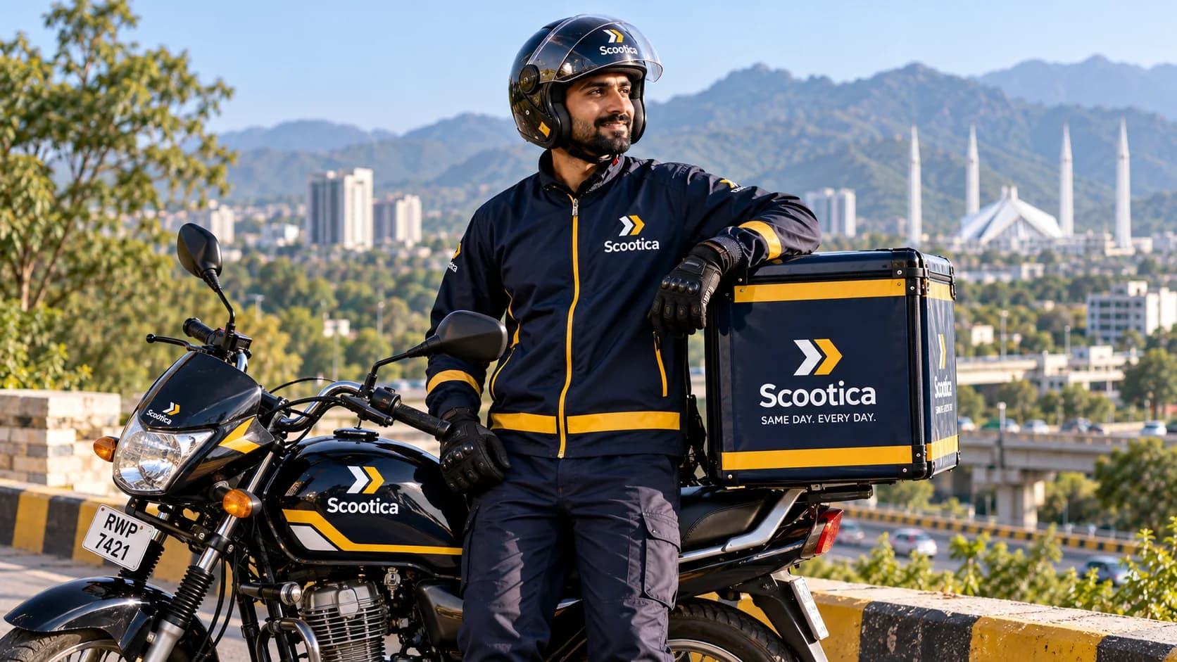 A parcel handed over at a front door